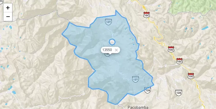 Mapa de la zona del código postal 13550 en Chillia, La Libertad