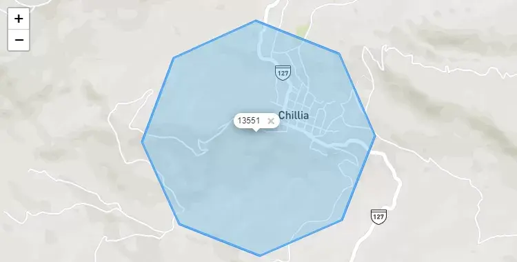 Mapa de la zona del código postal 13551 en Chillia, La Libertad