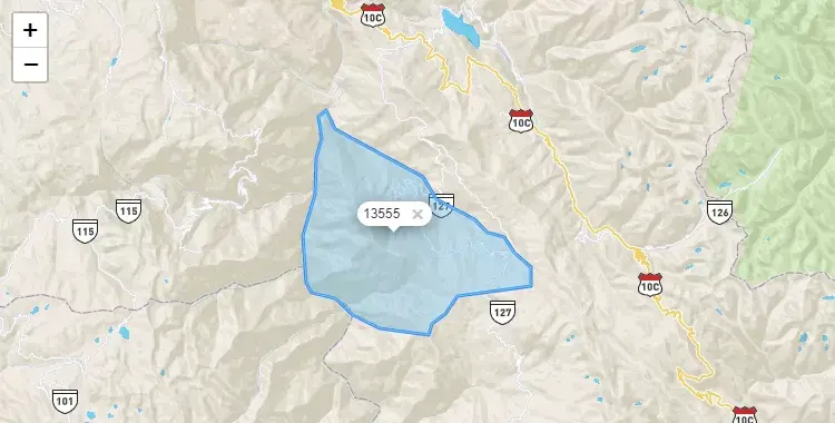 Mapa de la zona del código postal 13555 en Huayo, La Libertad