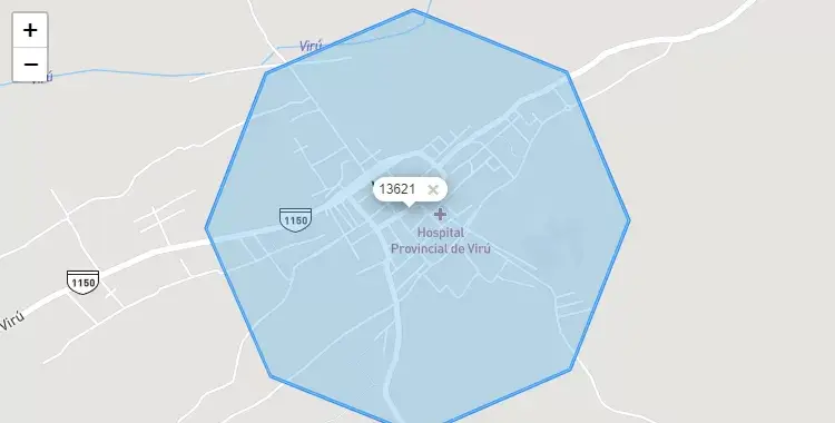 Mapa de Virú, capital de la provincia de Viru, La Libertad