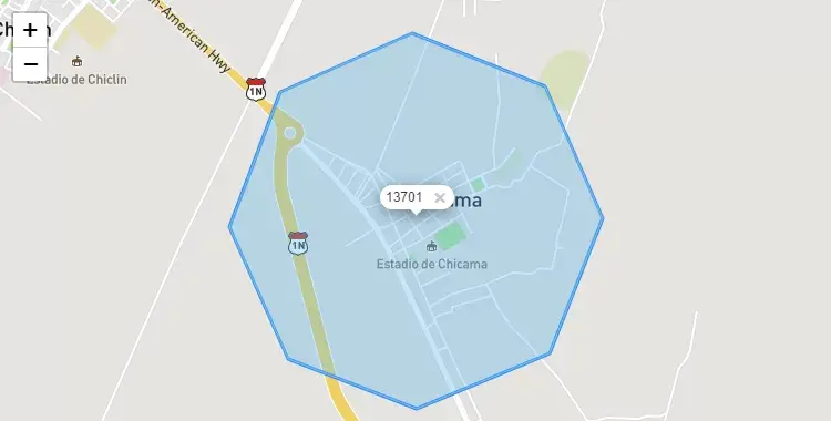Mapa de la zona del código postal 13701 en Chicama, La Libertad
