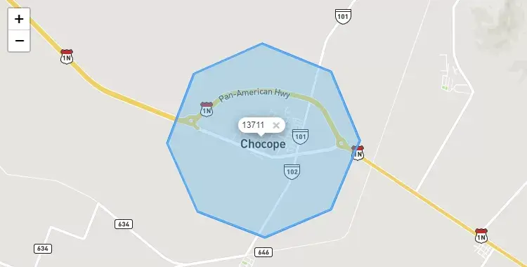 Mapa de la zona del código postal 13711 en Chocope, La Libertad
