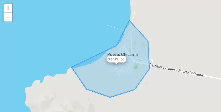 Mapa de la zona del código postal 13731 en Razuri, La Libertad