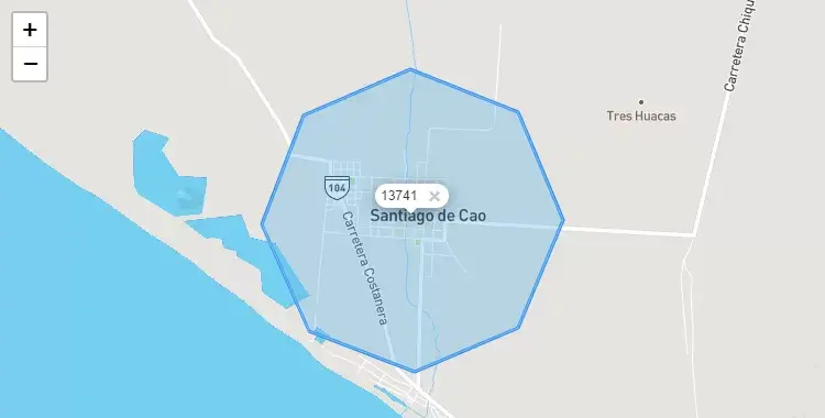 Mapa de la zona del código postal 13741 en Santiago de Cao, La Libertad