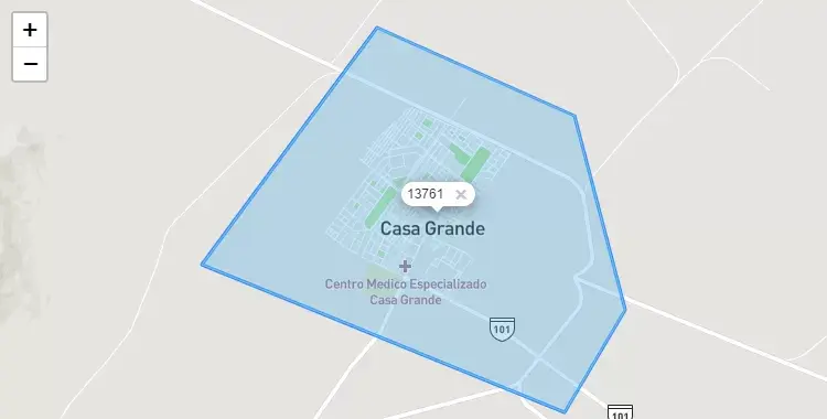 Mapa de la zona del código postal 13761 en Casa Grande, La Libertad