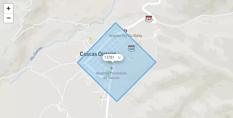 Mapa de Cascas, capital de la provincia de Gran Chimu, La Libertad