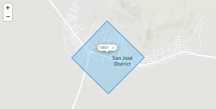 Mapa de la zona del código postal 13831 en San José, La Libertad
