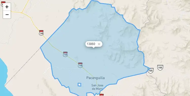 Mapa de la zona del código postal 13860 en Pacanga, La Libertad
