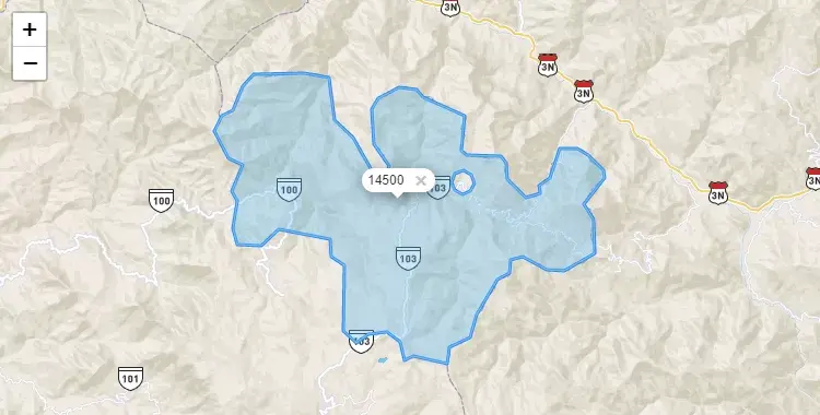 Mapa de la zona del código postal 14500 en Cañaris, Lambayeque