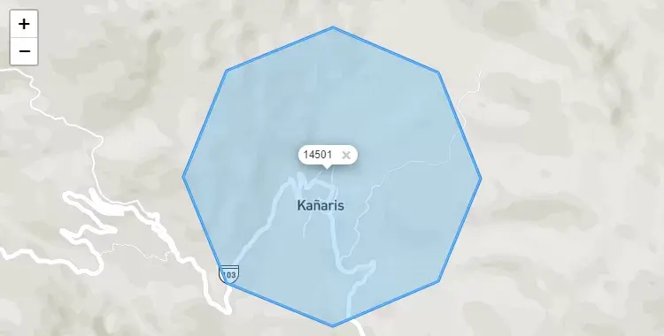 Mapa de la zona del código postal 14501 en Cañaris, Lambayeque
