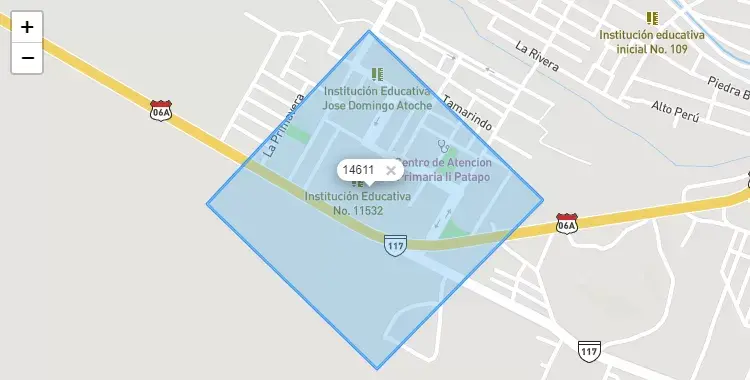 Mapa de la zona del código postal 14611 en Patapo, Lambayeque