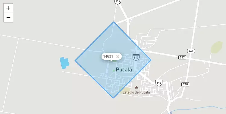 Mapa de la zona del código postal 14631 en Pucalá, Lambayeque