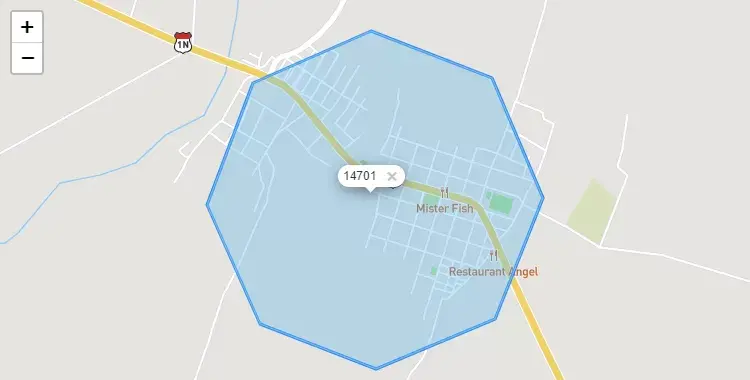 Mapa de la zona del código postal 14701 en Lagunas, Lambayeque