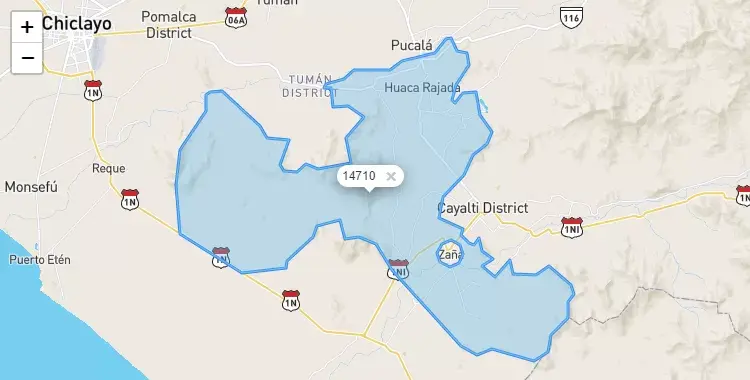 Mapa de la zona del código postal 14710 en Saña, Lambayeque