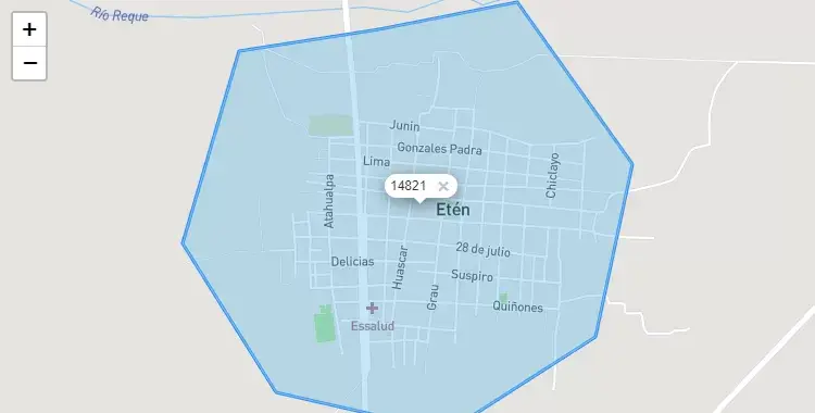 Mapa de la zona del código postal 14821 en Etén, Lambayeque