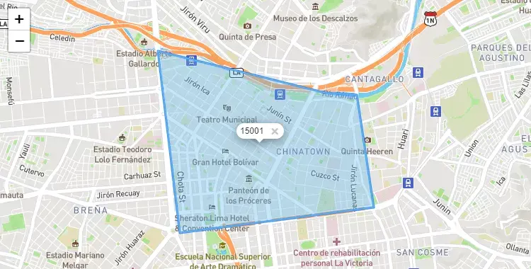 Mapa de Lima, capital de la provincia de Lima, Lima