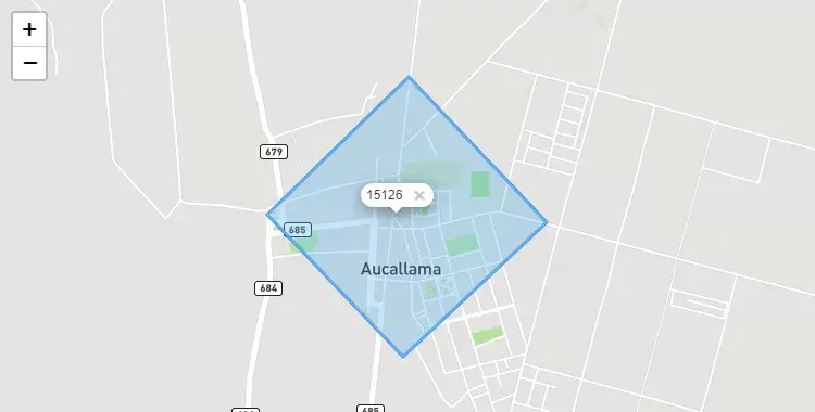 Mapa de la zona del código postal 15126 en Aucallama, Lima