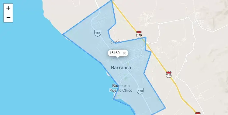 Mapa de Barranca, capital de la provincia de Barranca, Lima