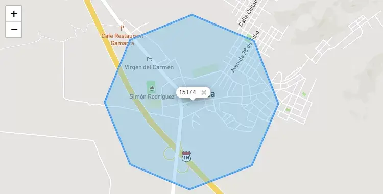 Mapa de la zona del código postal 15174 en Pativilca, Lima
