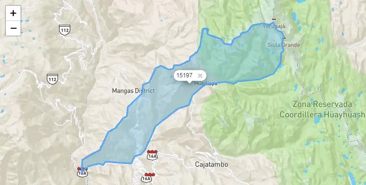 Mapa de la zona del código postal 15197 en Copa, Lima