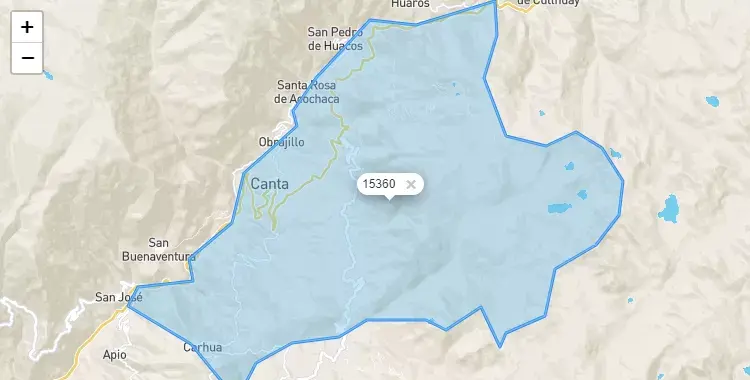 Mapa de Canta, capital de la provincia de Canta, Lima