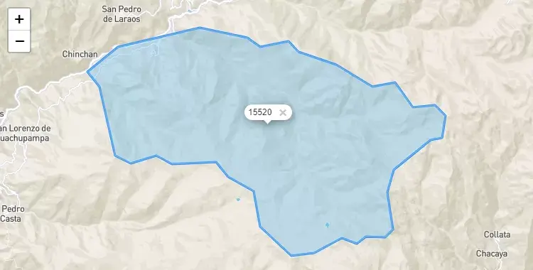 Mapa de la zona del código postal 15520 en San Juan de Irís, Lima