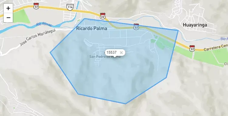 Mapa de la zona del código postal 15537 en Ricardo Palma, Lima