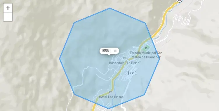 Mapa de la zona del código postal 15561 en San Mateo, Lima