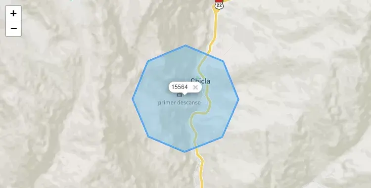 Mapa de la zona del código postal 15564 en Chicla, Lima