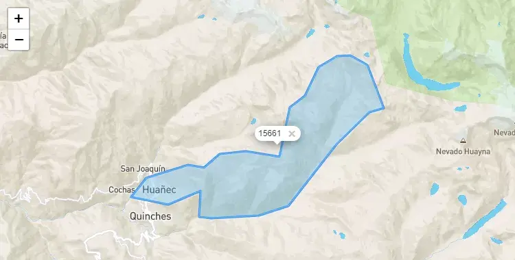 Mapa de la zona del código postal 15661 en Huañec, Lima