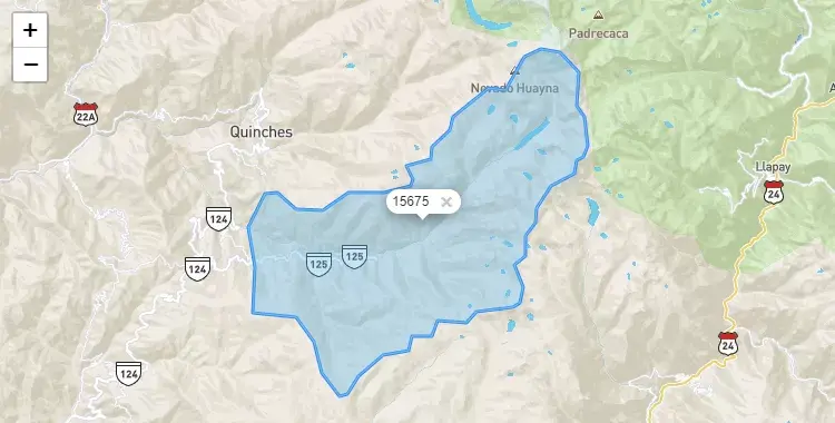 Mapa de la zona del código postal 15675 en Ayavirí, Lima