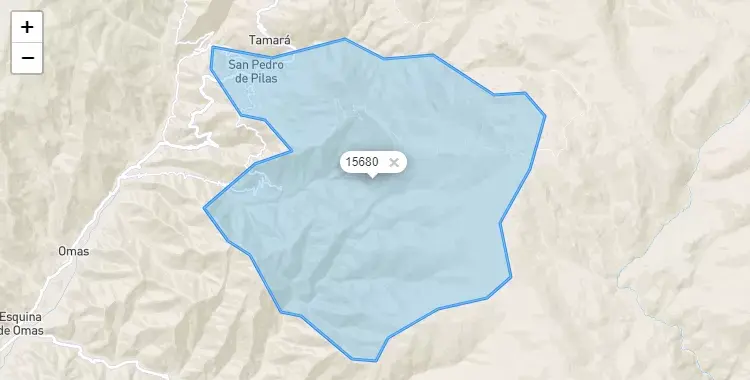 Mapa de la zona del código postal 15680 en San Pedro de Pilas, Lima