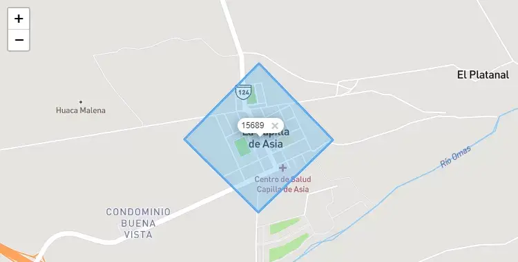 Mapa de Asia, capital de la provincia de Cañete, Lima