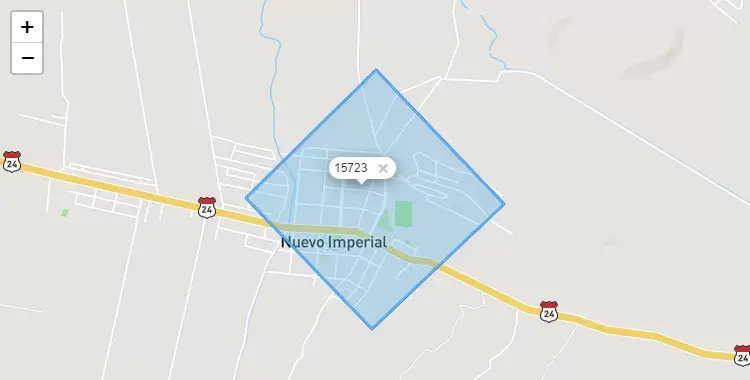 Mapa de la zona del código postal 15723 en Nuevo Imperial, Lima