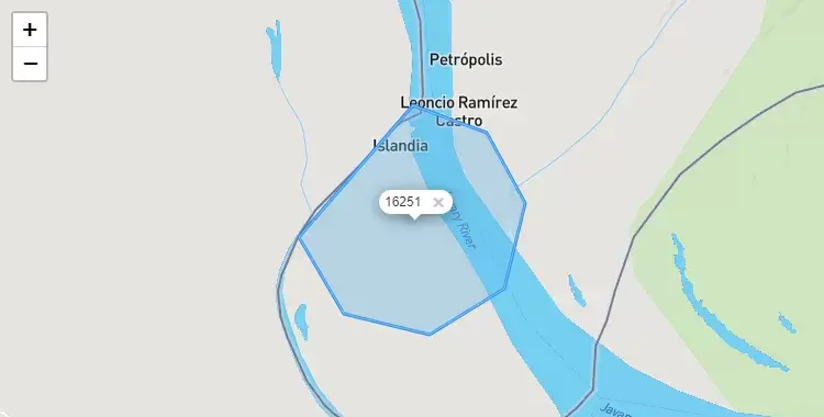 Mapa de la zona del código postal 16251 en Yavarí, Loreto