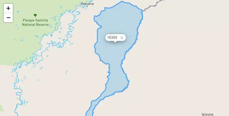 Mapa de la zona del código postal 16350 en Yaquerana, Loreto