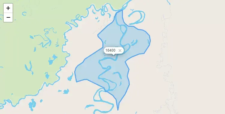 Mapa de la zona del código postal 16400 en Capelo, Loreto