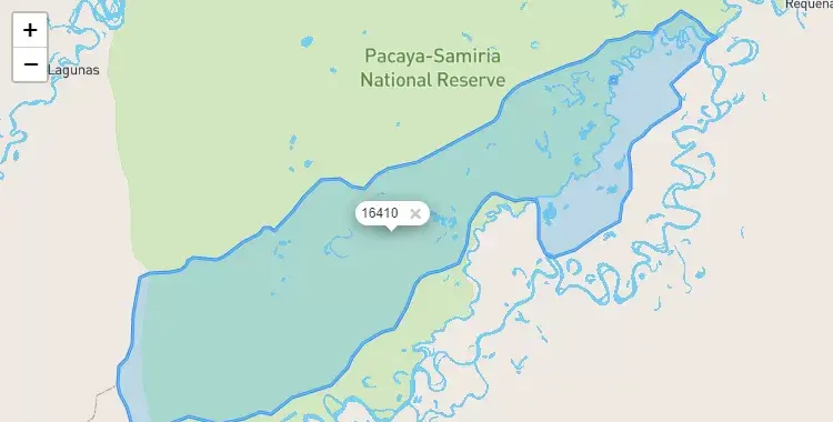 Mapa de la zona del código postal 16410 en Puinahua, Loreto