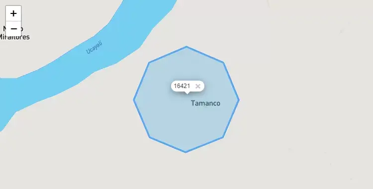 Mapa de la zona del código postal 16421 en Emilio San Martín, Loreto