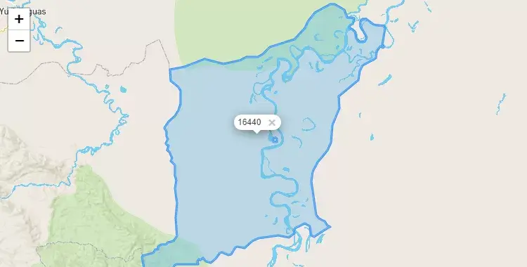 Mapa de la zona del código postal 16440 en Sarayacu, Loreto