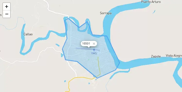 Mapa de la zona del código postal 16501 en Yurimaguas, Loreto