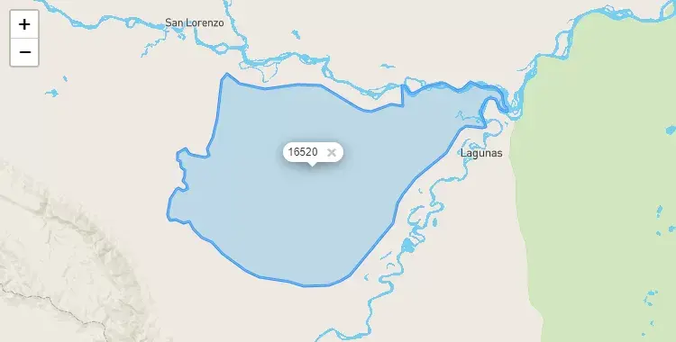 Mapa de la zona del código postal 16520 en Jeberos, Loreto