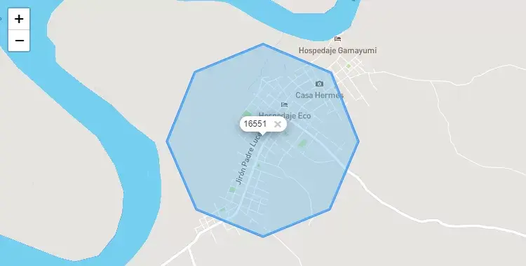 Mapa de la zona del código postal 16551 en Lagunas, Loreto