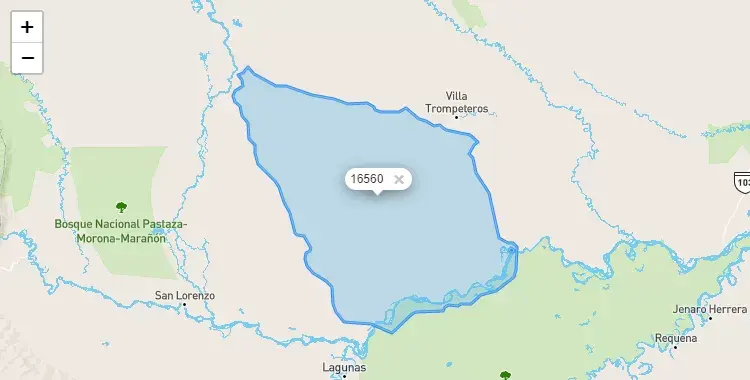 Mapa de la zona del código postal 16560 en Urarinas, Loreto