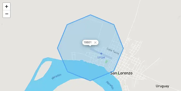Mapa de la zona del código postal 16601 en Barranca, Loreto