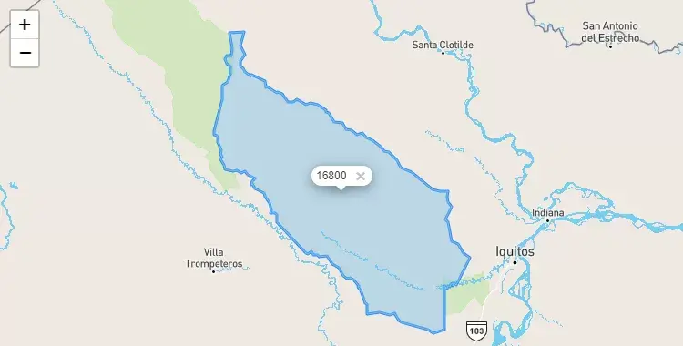 Mapa de Alto Nanay, capital de la provincia de Maynas, Loreto