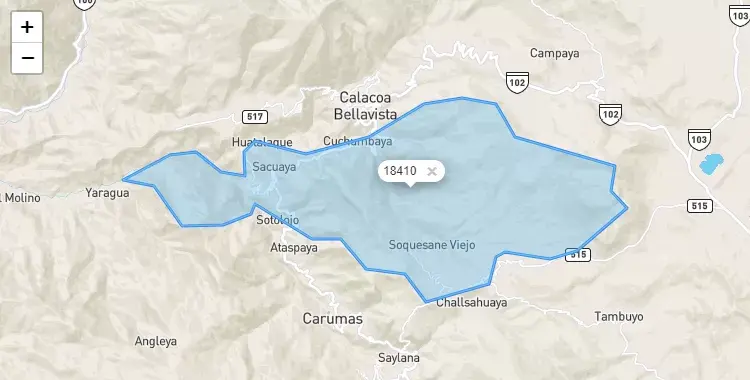Mapa de Cuchumbaya, capital de la provincia de Mariscal Nieto, Moquegua