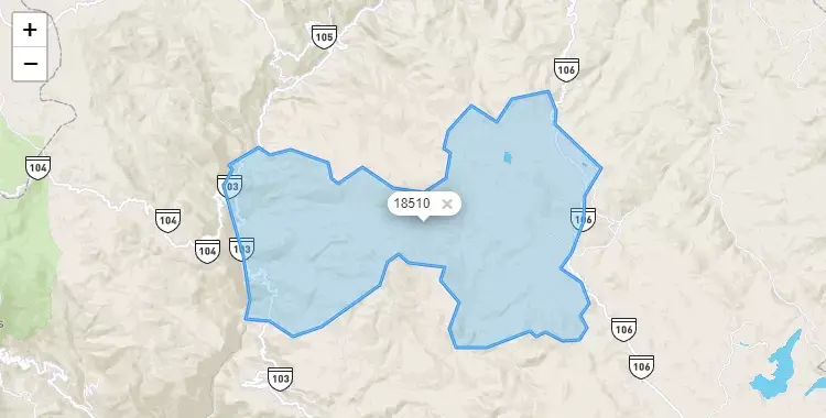 Mapa de la zona del código postal 18510 en Lloque, Moquegua