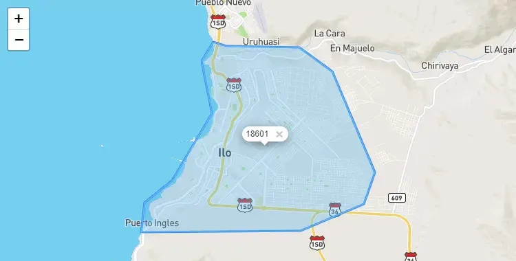 Mapa de Ilo, capital de la provincia de Ilo, Moquegua