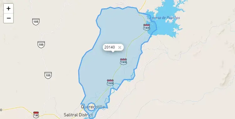 Mapa de la zona del código postal 20140 en Querecotillo, Piura